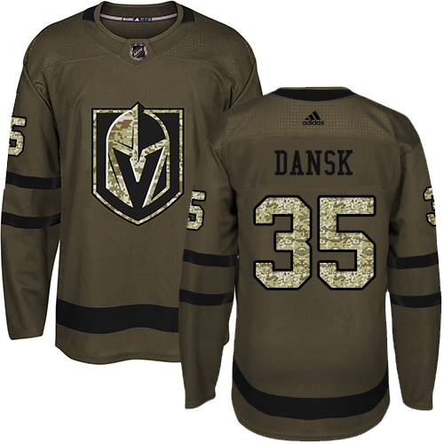 Adidas Golden Knights #35 Oscar Dansk Green Salute to Service Stitched NHL Jersey
